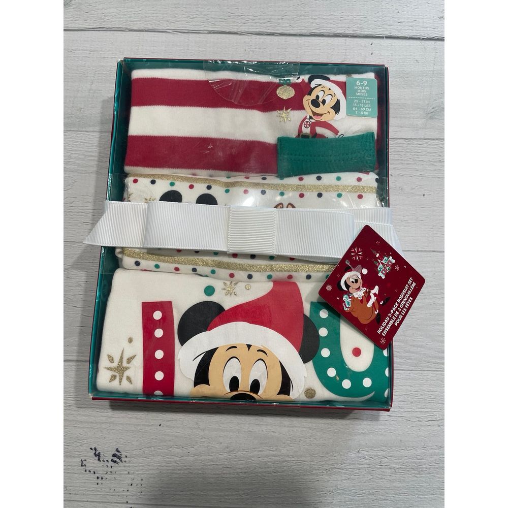 Disney baby Mickey holiday Christmas bodysuits 6-9 months NEW